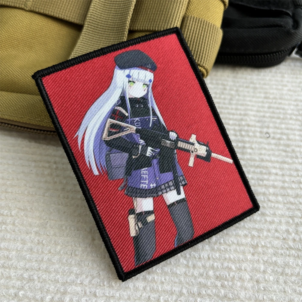 Girl Frontline Patch Military Morale Badge Armband Anime Gun Girl Printed Hook&Loop Patches Tactical Clothes Backpack Stickers