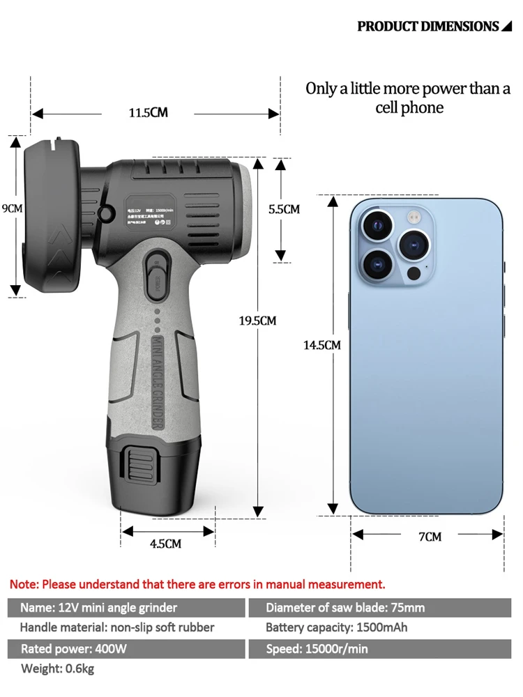 Mini rebarbadora sem fio, 15000RPM, 12V, 1500mAh bateria, ferramenta de moagem elétrica, moedor de corte, tijolo polido, madeira, pedra