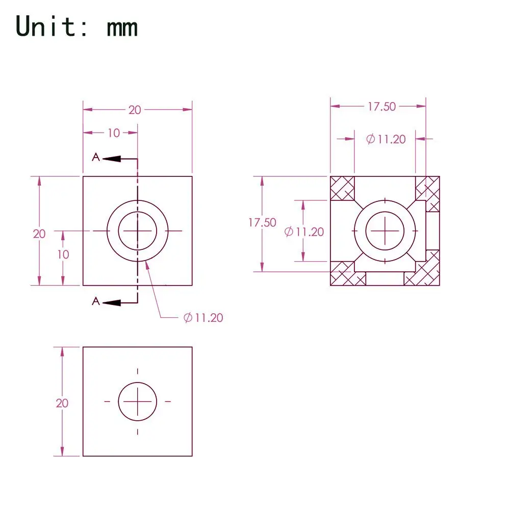 8 teile/paket 2020 Aluminium Block Cube Prisma Stecker Rad Regler Ecke für 6mm Slot Aluminium Extrusion Profil 2020 Serie – Detail 20