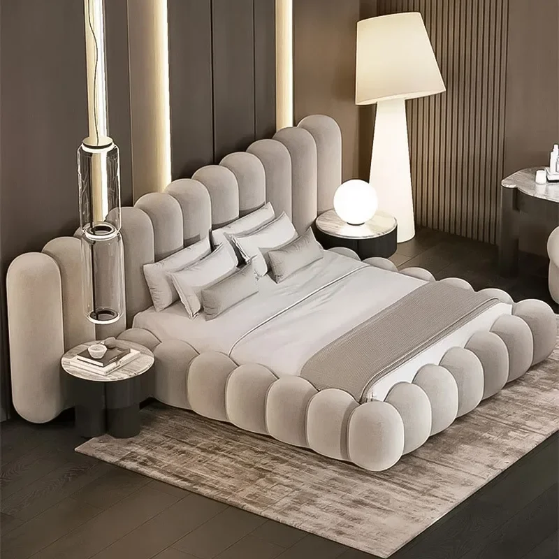 Italian minimalist piano keys fabric bed master bedroom widescreen 1.8 meters double bed apartment rental bedroom furniture