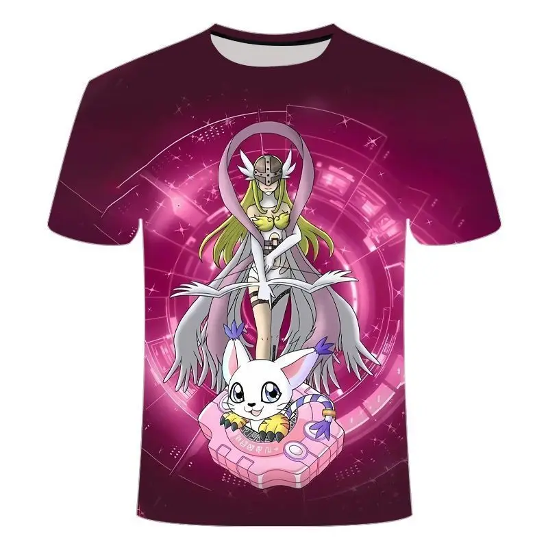 Bandai Summer Bestseller Digimon-Serie Modisches, vielseitiges Kurzarm-Oberteil mit Rundhalsausschnitt, bequemer und atmungsaktiver Stoff