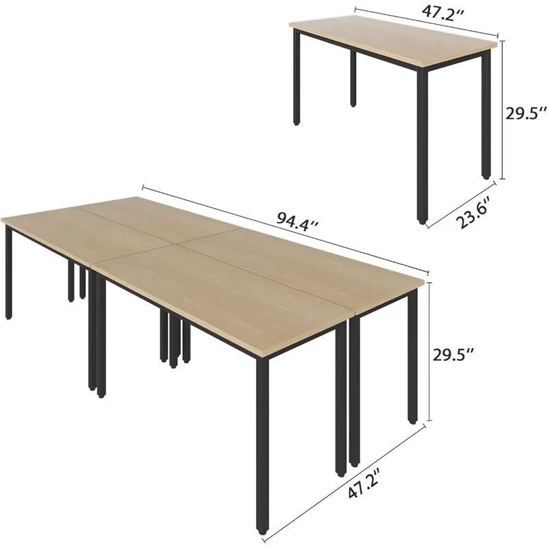 

4PCS 8FT Conference Table Set for Computer Desk, Study, Writing, and Podcast Activities, Ideal for 10 People