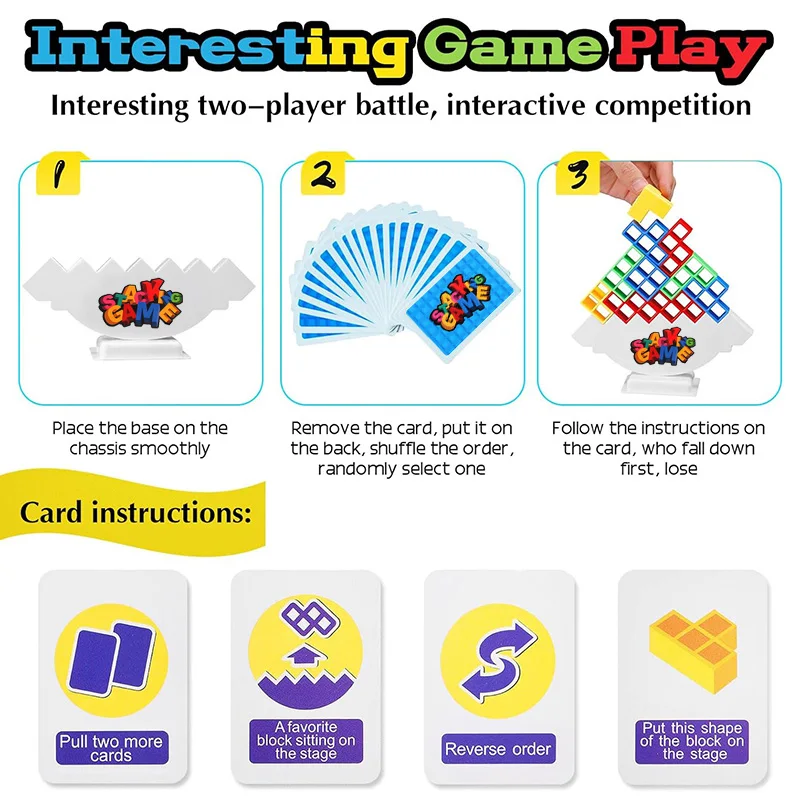 パズルおもちゃタワー楽しいバランス積み木ブロックボードゲーム子供大人友達チーム寮家族ナイトパーティーゲーム