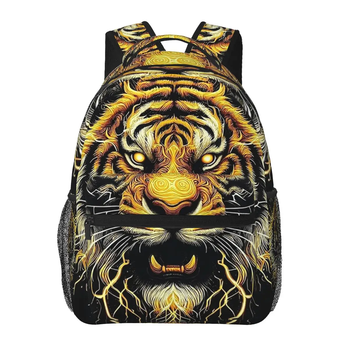 

Regal Tiger And Lightning Print Student Backpack School Bag Hiking Travel Daypack for Boys Girls Fashion Bookbag Shoulder Bags