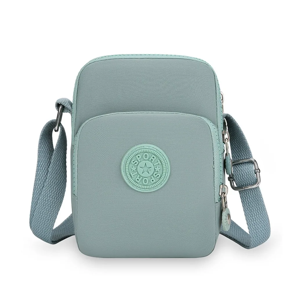 

Multi-functional Zipper Crossbody Bag Square Korean Style Nylon Shoulder Bag Adjustable Strap Solid Color Small Phone Bag Travel