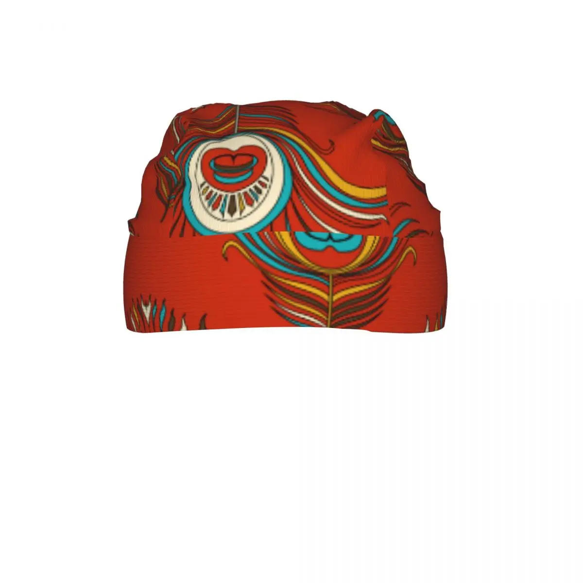 Quick-drying Bandana Sun Protection Headscarf Peacock Feather In Red Background Sport Running Cycling Cap