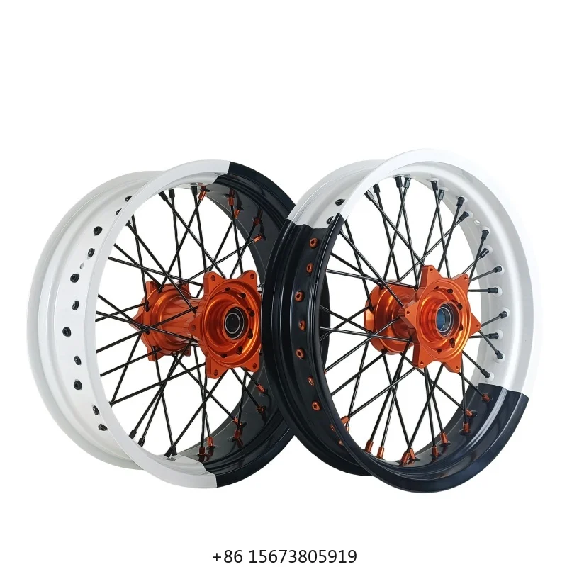 High Performance Bicolor Supermotard Wheels Product Supermoto Wheel Set Supermotard Assembly 16 17 Inch for CR CRF 125 250 450