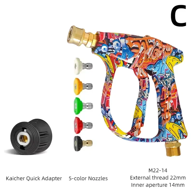 4350PSI Graffiti Hogedrukreiniger Pistoolset, 1L Schuimkanon 1/4 inch Spuitmondset + Optionele Karcher Adapter & Rubberen Basis voor Autowas