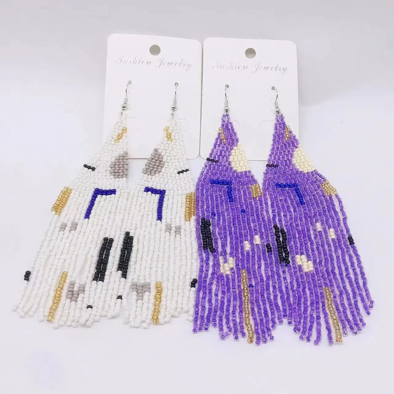 2025 Handmade Bead Earrings Hand Weaving Beaded Simplicity Twining Pearl Rice Retro Bohemia Geometry Tassel Earrings for Women