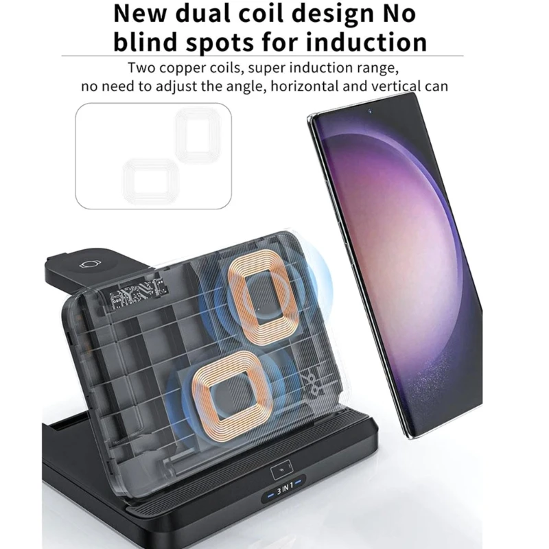 Safe Wireless Charging for FOLD Series 3 in 1 Fast Charging Dock Station Support