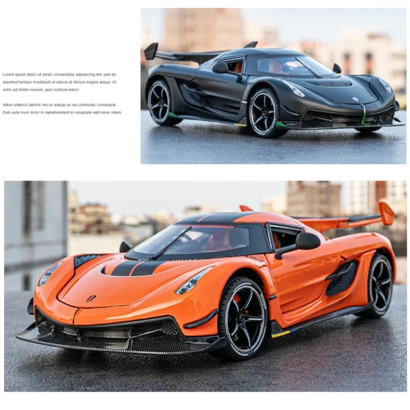 Koenigsegg-modelo de coche deportivo Jesko para niños, juguete de simulación de aleación de Metal fundido a presión, luz de sonido, Colección Pull Back, C503, 1:24