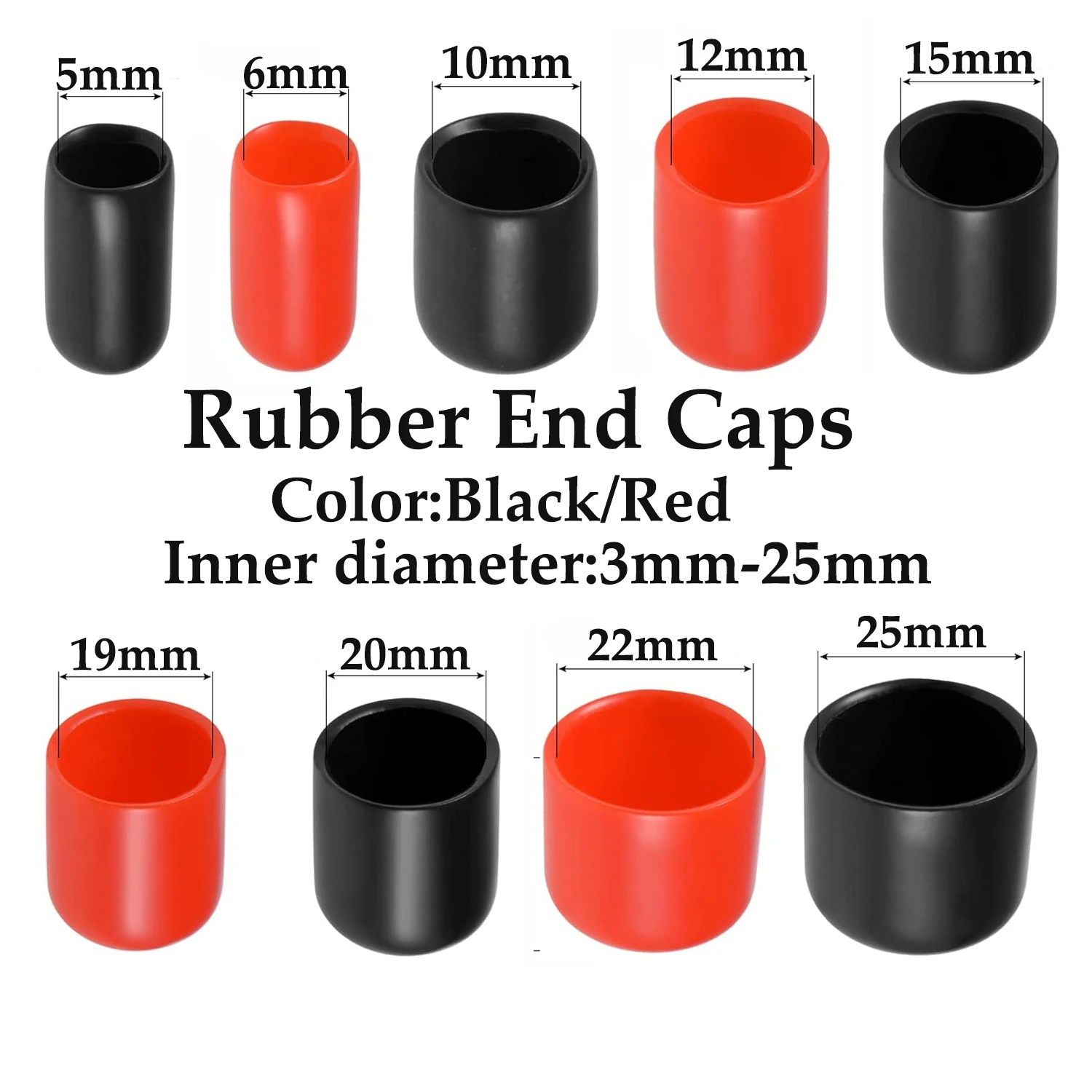 

5-50pcs Black Red Rubber End Caps, Vinyl Thread Protectors,Safety Covers for Bolts Screws, Fast Shipping