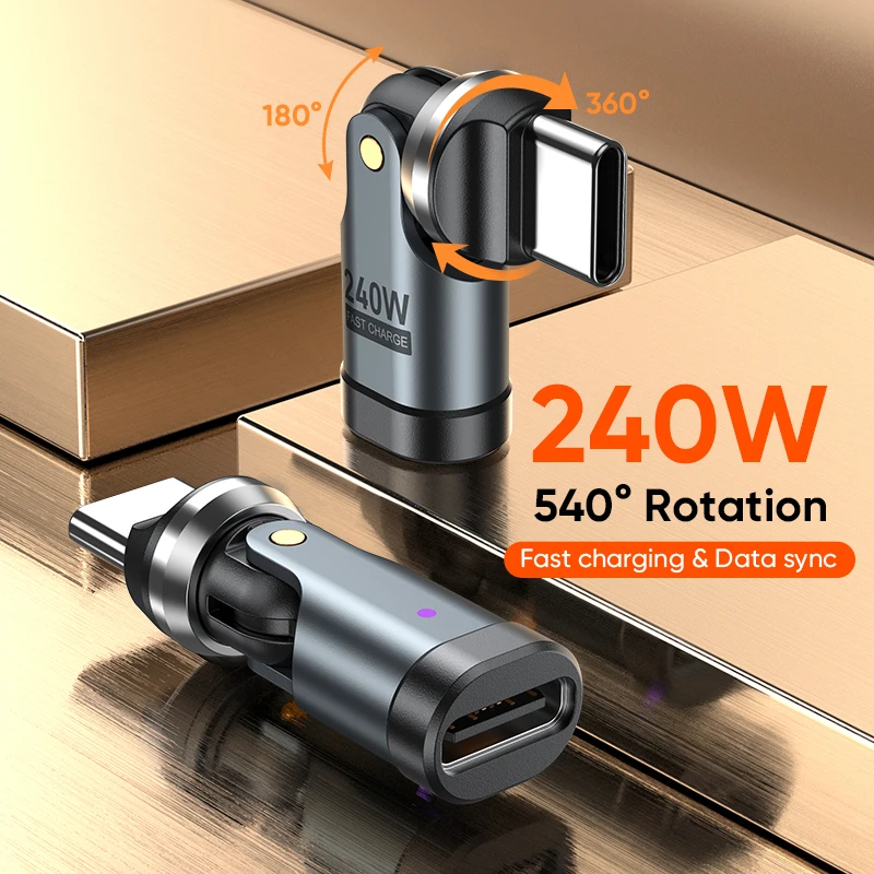AUFU USB C to C Adapter, 240W PD Fast Charging 480Mbps Data Connector, USB Type C Right Angle Adapter/360 & 180 Degree C to C Adapters for Phone 17/16/15, MacBook Pro/Pad Series, Samsung Galaxy, Tablet, Laptop