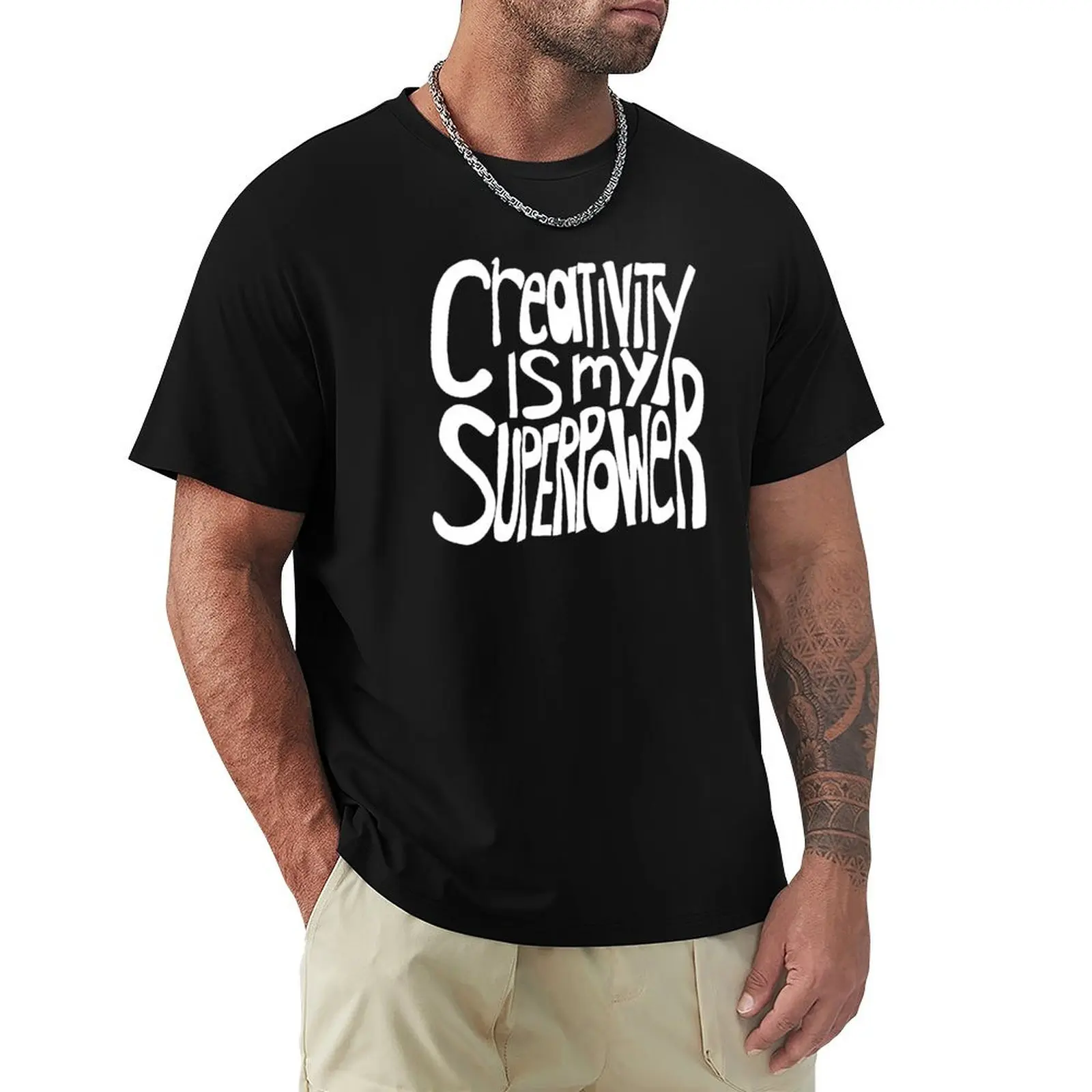 La créativité est mon superpouvoir - T-shirt à lettrage blanc - Mode décontractée - Haut à manches courtes