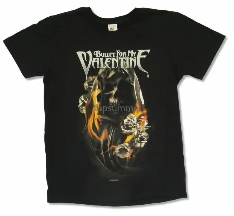 

Bullet For My Valentine Burning Roses Black Shirt New Adult