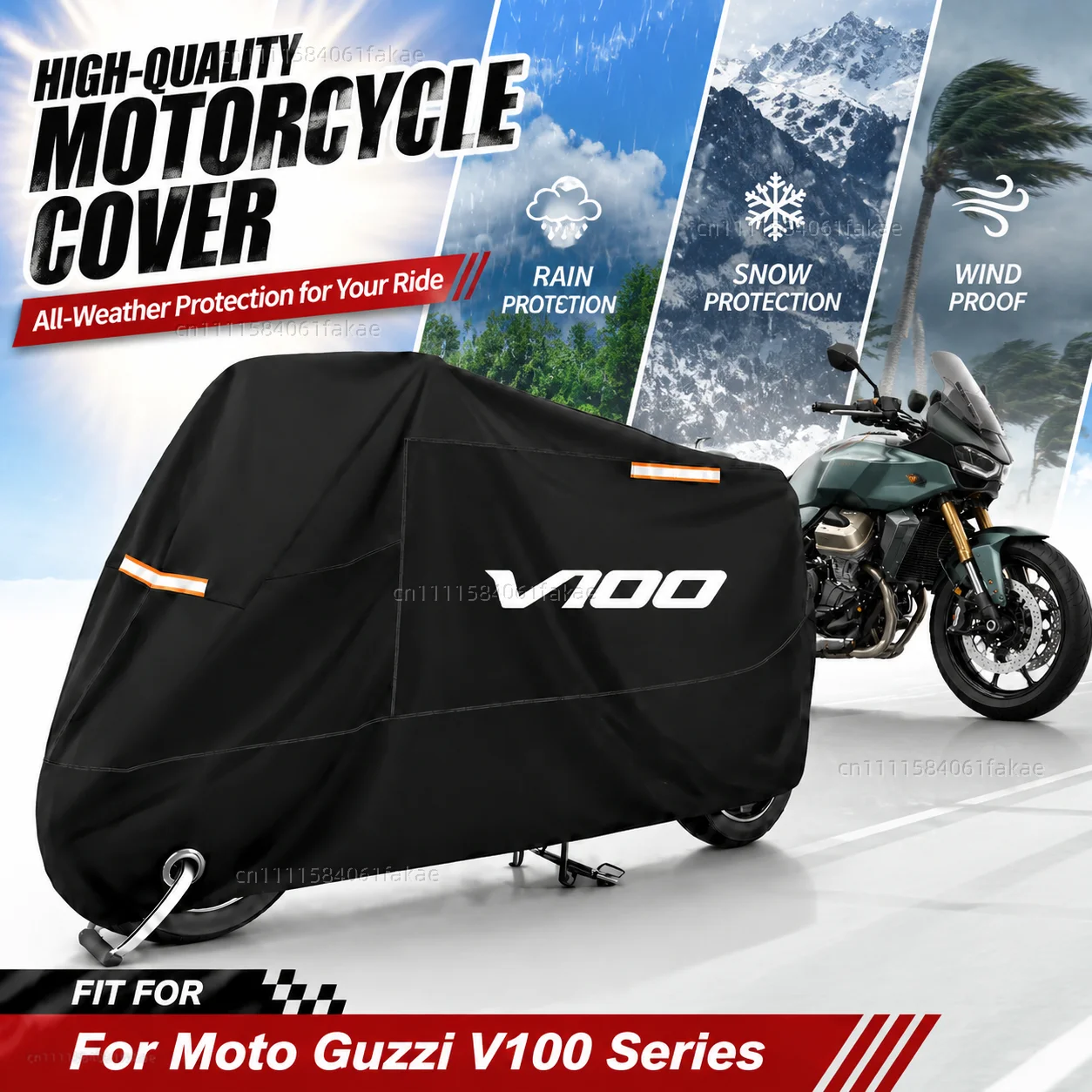 Motorcycle Cover Waterproof Outdoor All Season Dustproof UV Protective Moto Scooter Rain Cover For Moto Guzzi V100 Series 2022-