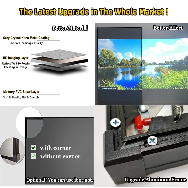 ALR Projector Screen Grey Crystal Ambient Light Rejecting Fixed Frame 1CM Ultra Narrow Border 3D 4K 8K Projection 2025 Popular
