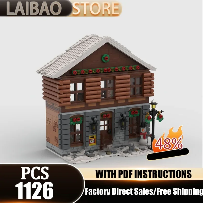 City Building Model Moc Building Blocks Alpine Post Office Model Technology Bricks Christmas Assembly Toys Constructrion Gifts