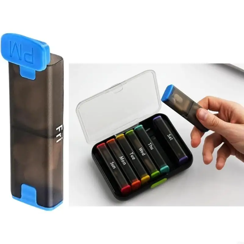 

Portable 7 Day Pills Box Twice Daily Use with Clear Case Large Capacity Vitamin Container Supplement Storage