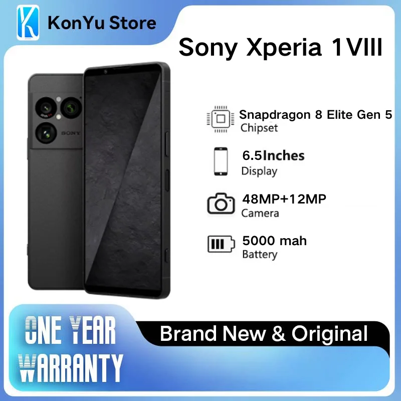 

Sony Xperia 1 VIII 5G Original Smartphone Snapdragon 8 Elite Gen5 48MP Triple Camera 6.5" 120Hz 5000mAh Android Mobile Phone