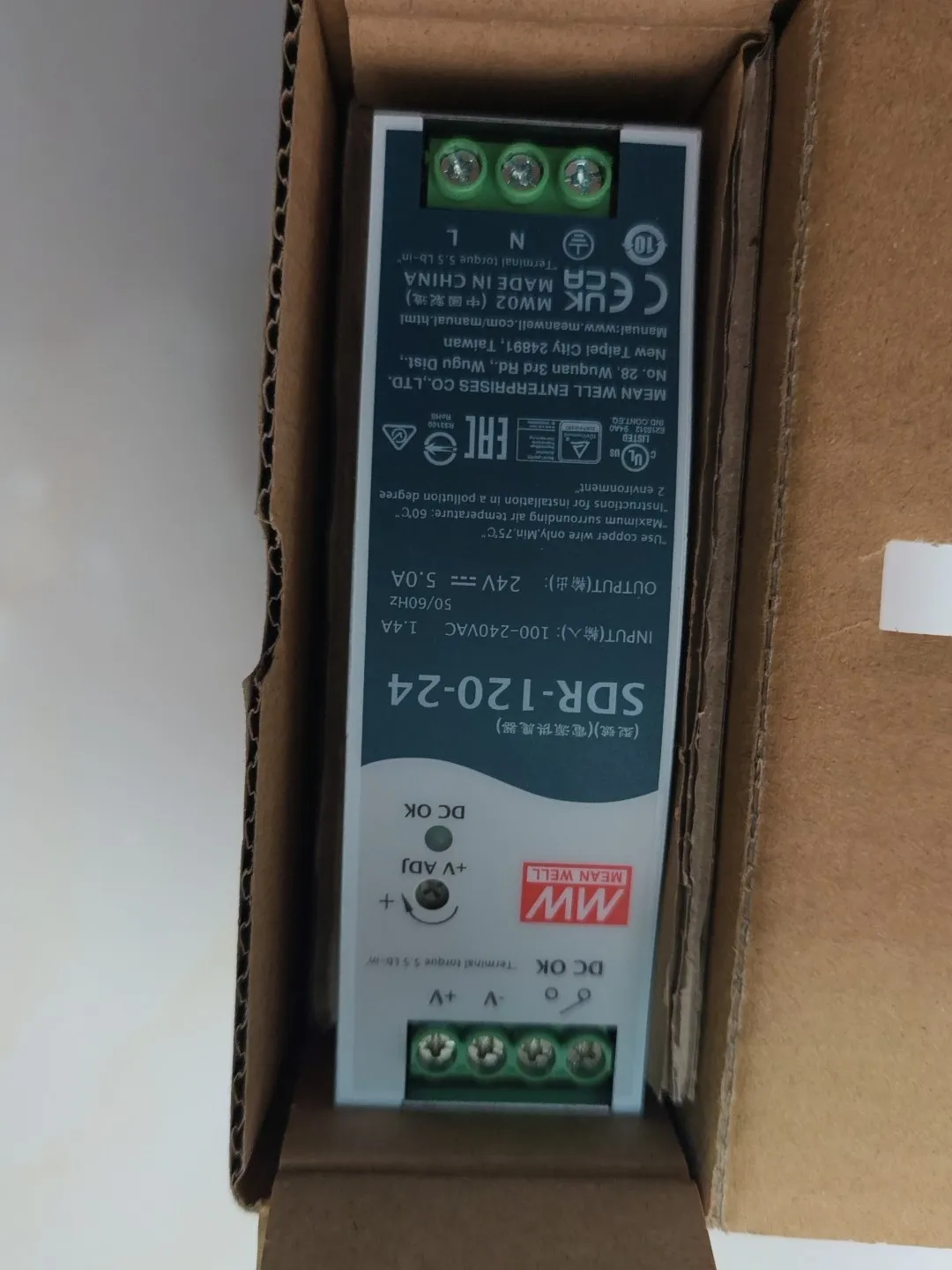 New Original Mingwei SDR-120-24 Industrial Power Supply, 120W Single Group Output,