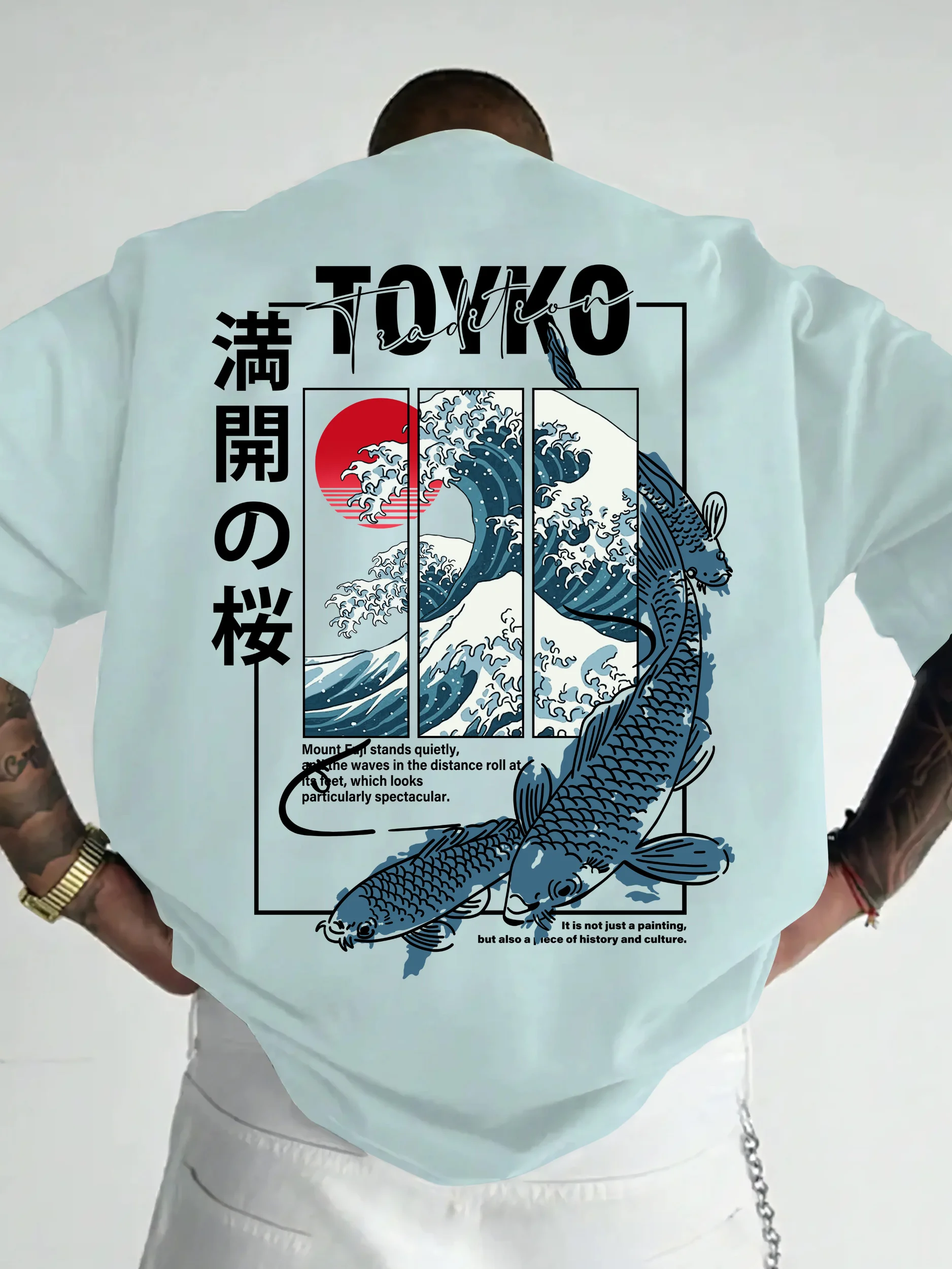 Men Japanese-style Trendy Pattern Loose Summer New T-shirt 100% Pure Cotton Soft Material Versatile Comfortable and Breathable image 5