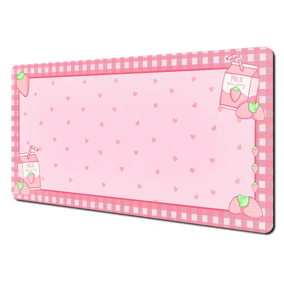 

Kawaii Pink Strawberry Polka Dot Milk Starry Sky XXL Rubber Mouse Pad Esports Games Computer Keyboard Desktop Decoration