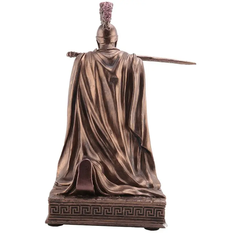 A23F-Knight Pen Holder With Helmet Statue Pen Holder Armor Roman Knight With Magnetic Pen Holder Phone Stand Durable Bronze