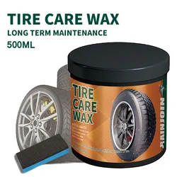 500g Tire Care Wax with Tire Wax Special Sponge Car Tyre Shine Brightener Long Lasting Protection Auto Tire Shiny Cream Polisher