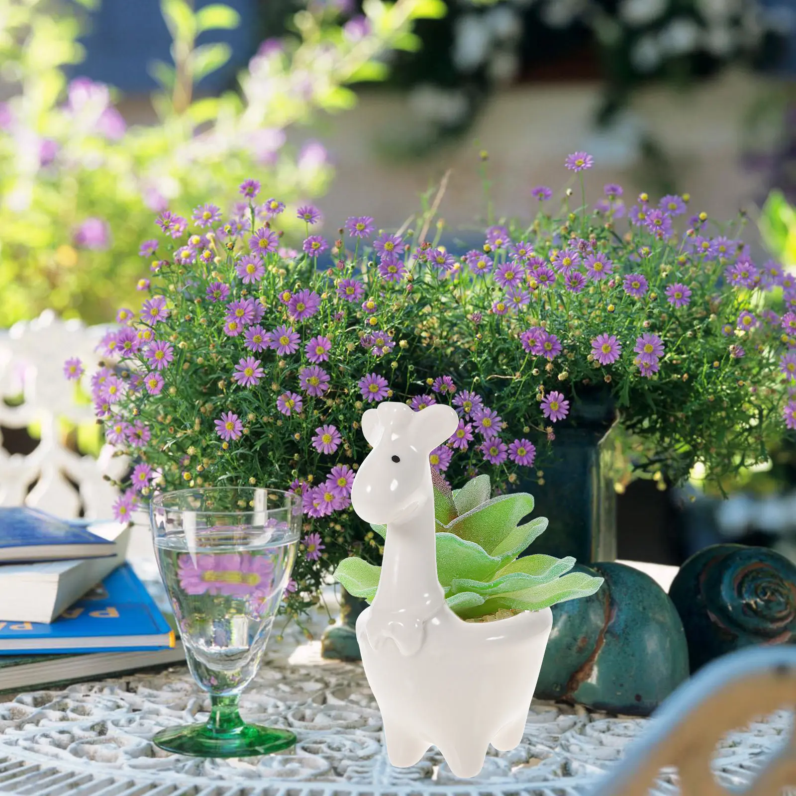 Premium Ceramic Elephant Succulent Flowerpot Small Size Desktop Decoration Plant Container for Mini Garden Shadowbox Scene White