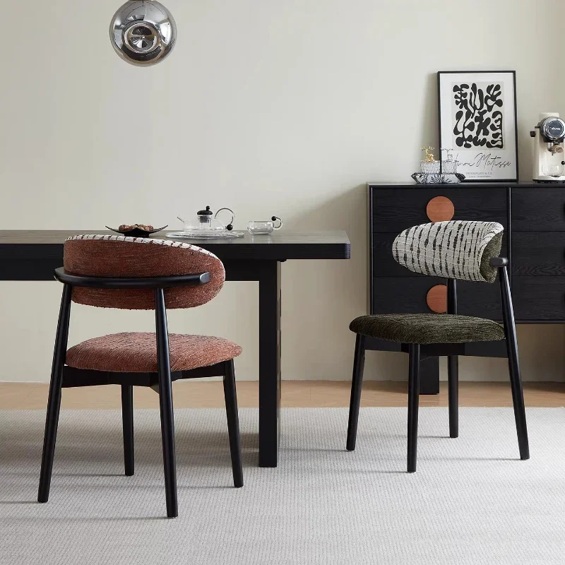 Living room retro solid wood dining chair family dining room chair with backrest simple design upholstered chair