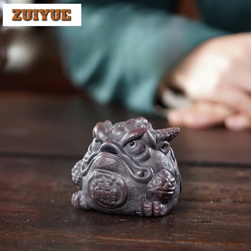 

Исин фиолетовая глина золотая жаба держатель для благовоний чайный питомец винтажный аквариум ландшафтный дизайн чайная фигурка игровые игрушки чайная статуя украшения