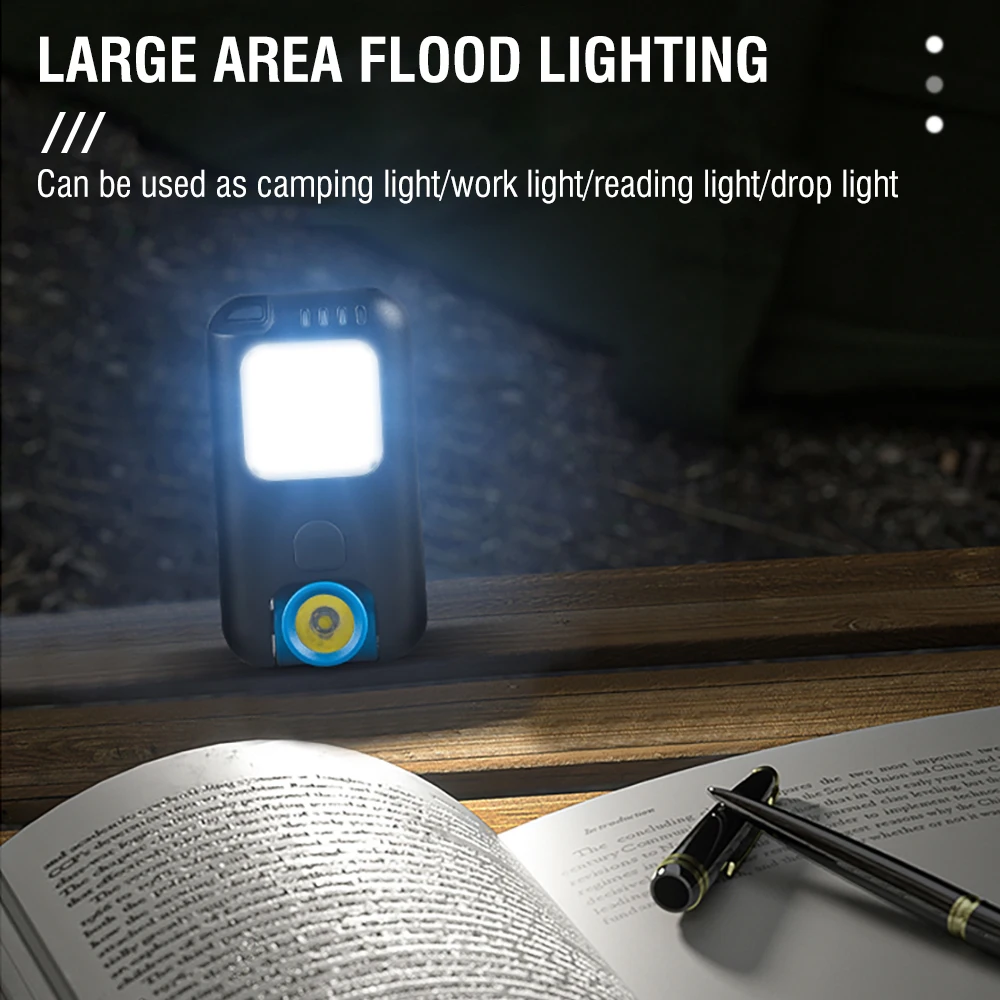 BORUIT CLL11 Mini Keychain LED Flashlight 500LM Portable Work Light Type-C Rechargeable Torch Camping Hiking Pocket Lantern