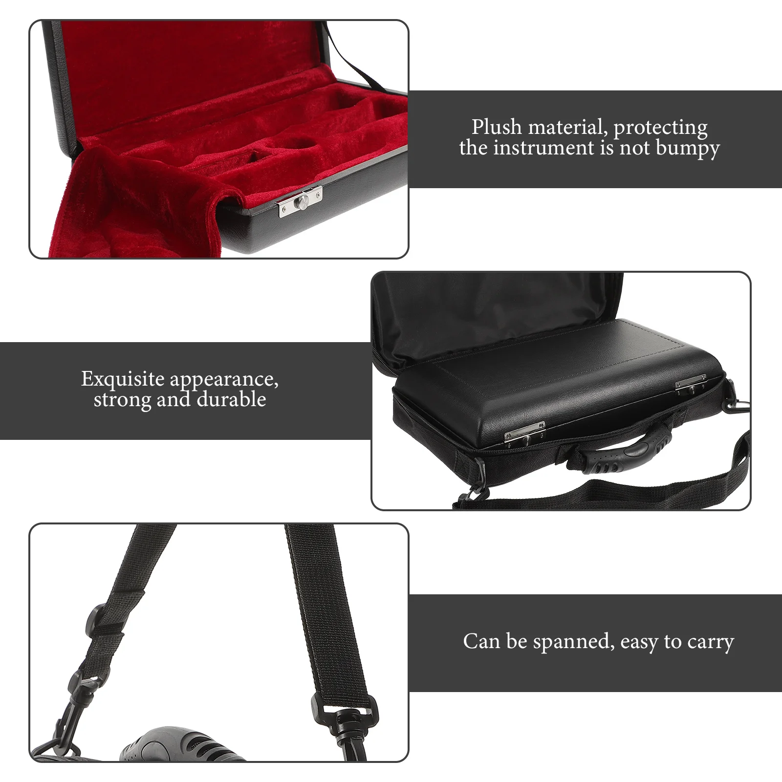 

1 set 1 Set Of Black Cases Pu Wood Storage Boxes For Oboe Instrument Durable Carrying Case Lined Travel Holder Oboe