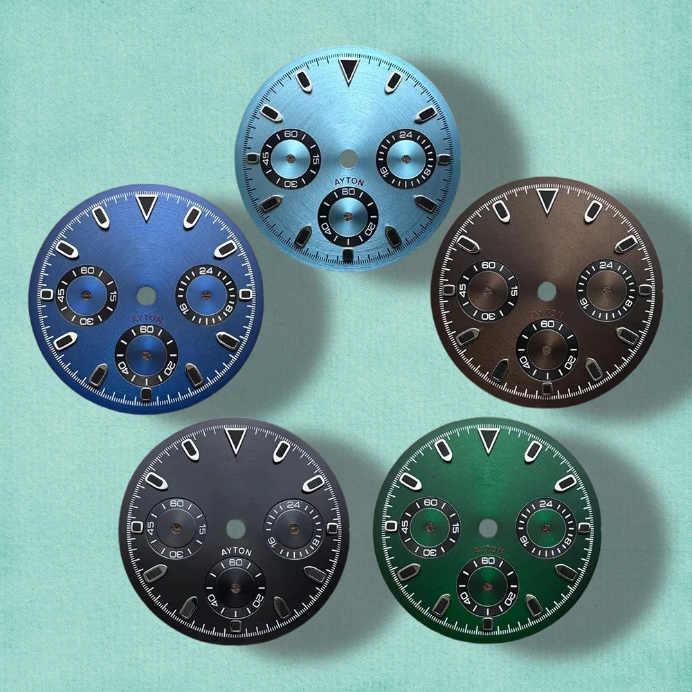 

29.5mm S Logo DTN Panda Dial Suitable For VK63 Movement Green Luminous CD Pattern Quality Watch Modification Accessories