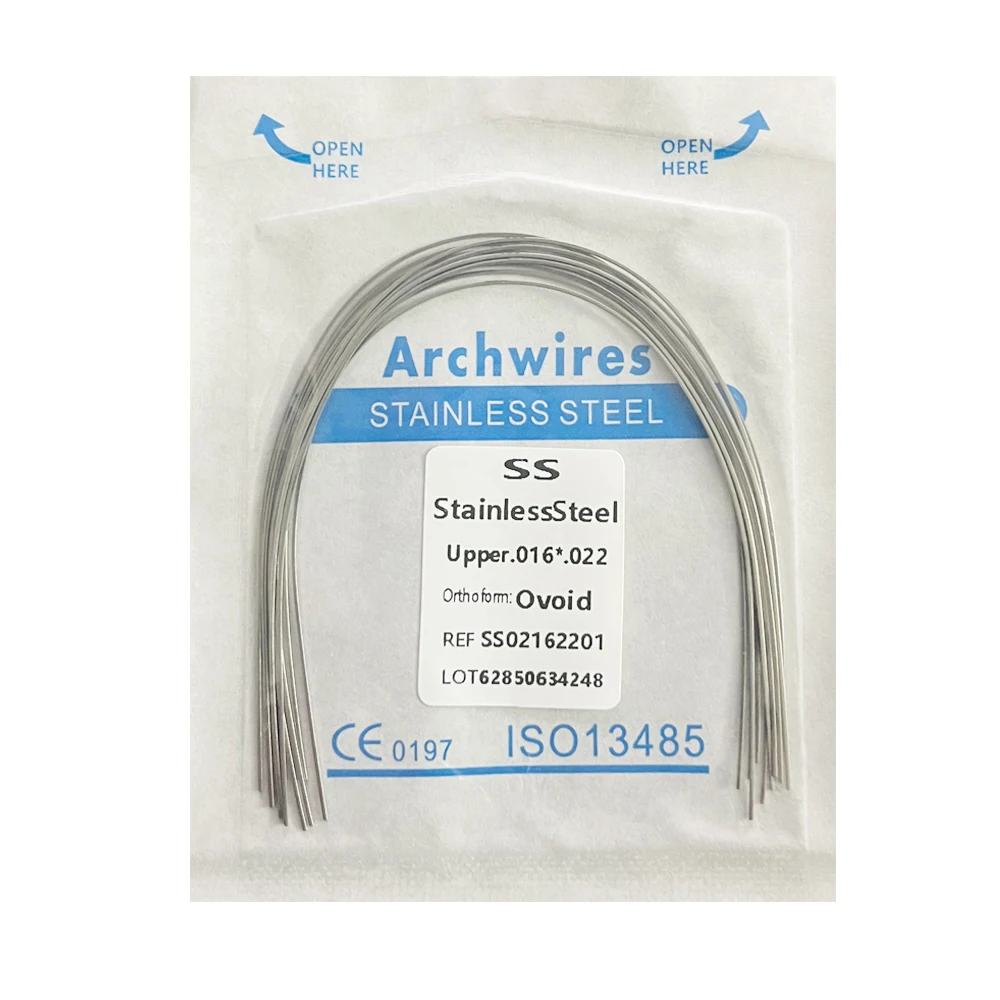 10pcs Dental Orthodontic Wire NITI Stainless Steel Round/Rectangular Wire Ovoid Form Dentist Material Dental Arch Upper Lower