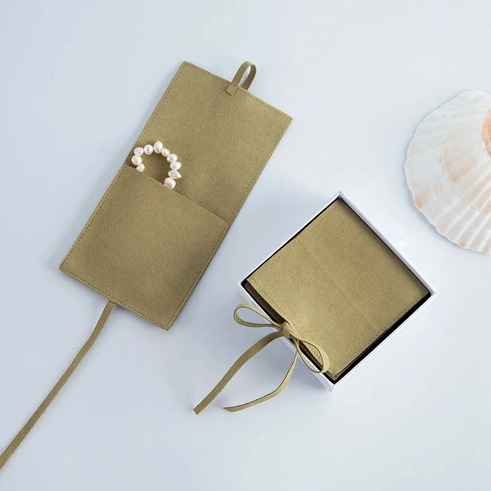 50pcs Customizable Logo Microfiber Jewelry Packaging Bag Small Gift Organizer Pouch Earrings Necklace Bracelet Brooch Rings Bag