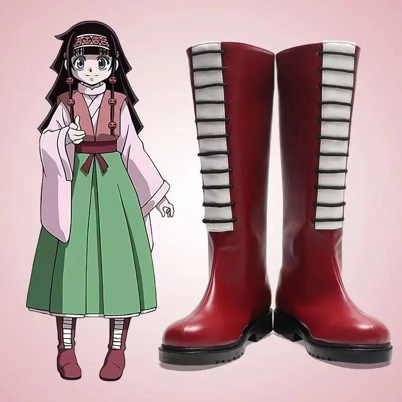 Anime Alluka Zoldyck Cosplay Shoes Boots Hunter X Hunters Props PU Leather Shoes Halloween Carnival Boots Custom Made