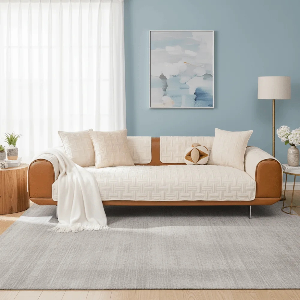 

Modern Weaving Pattern Crystal Velvet Sofa Cushion Warm Wearproof Sofa Towel Nordic Style Non-Slip Sofa Seat Cover Cloth Winter