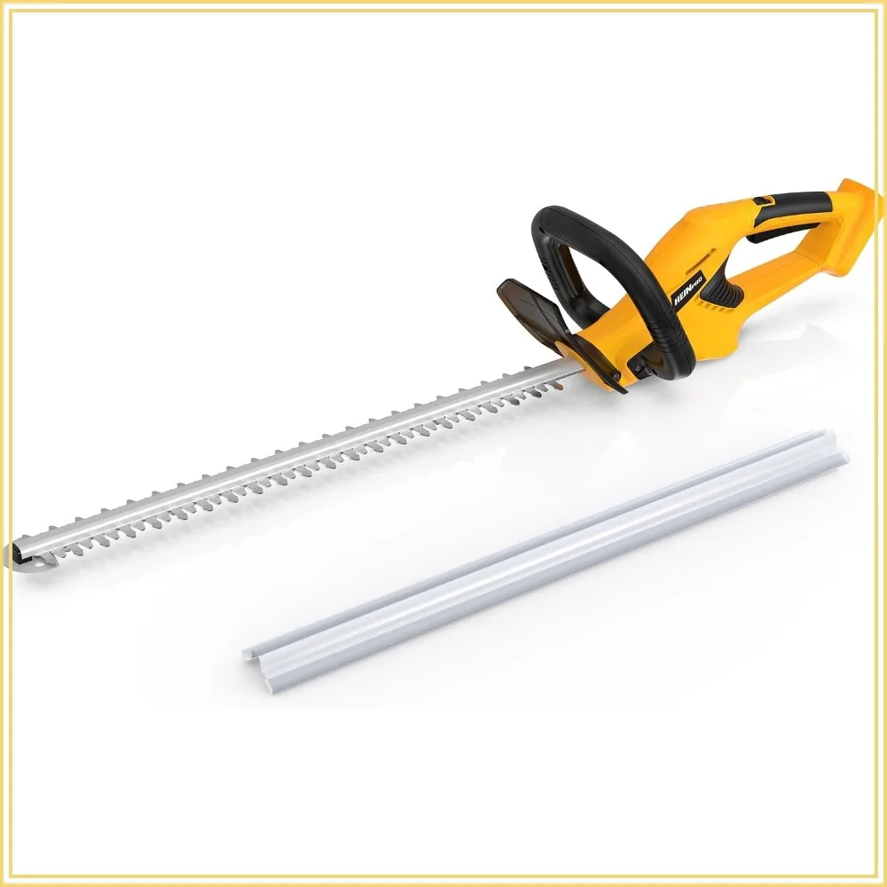 Cordless Hedge Trimmer 22-Inch, Electric Bush Trimmer for Garden, Battery Powered, Yellow (Tool Only)