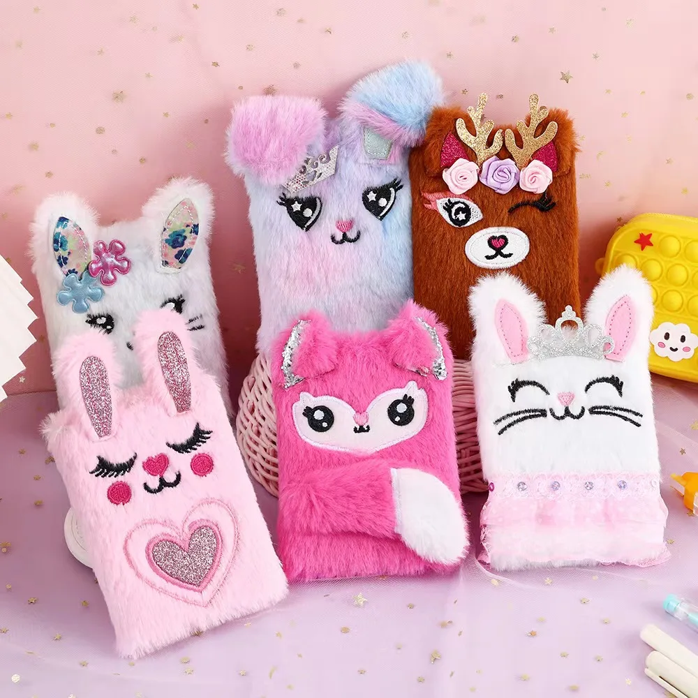 1 Pcs Children's New Cartoon Bunny Plush Notebook Girl Portable Mini Pocket Book Student Small Diary Book