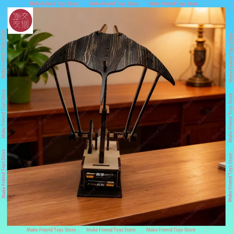 Electric Bionic Manta Ray Ornament Handcrafted Wooden Kinetic Sculpture Battery Powered Realistic Motion Home Decor Boy Gifts