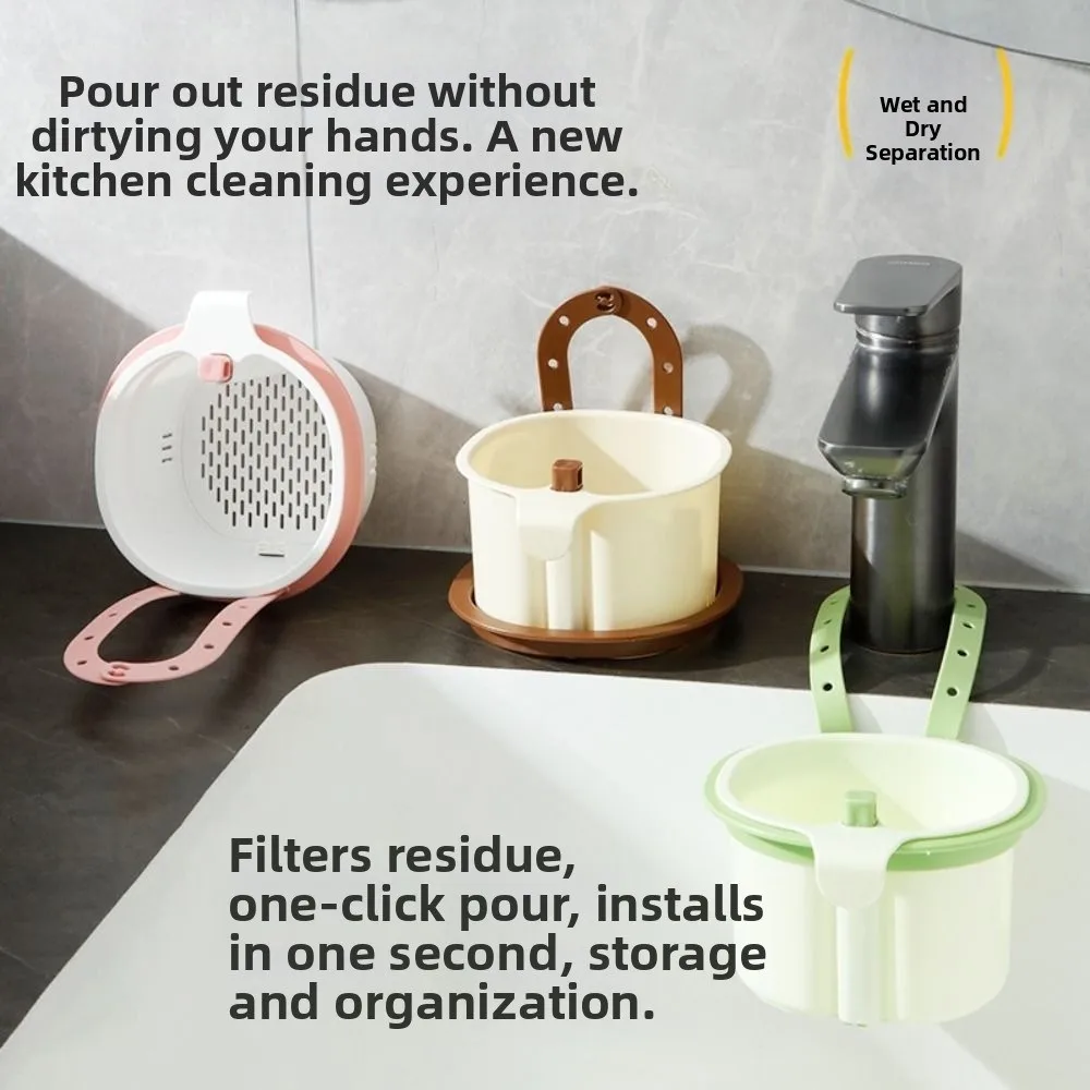 

Creative Sink Hanging Strainer Basket Punch-free Detachable Kitchen Garbage Filter Openable Bottom Cover Multifunctional