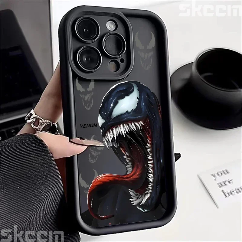 Funda de teléfono Marvel Spider Man Venom para iPhone 16 15 14 13 12 11 Pro Max X XR XS 7 8 Plus, funda trasera suave a prueba de golpes