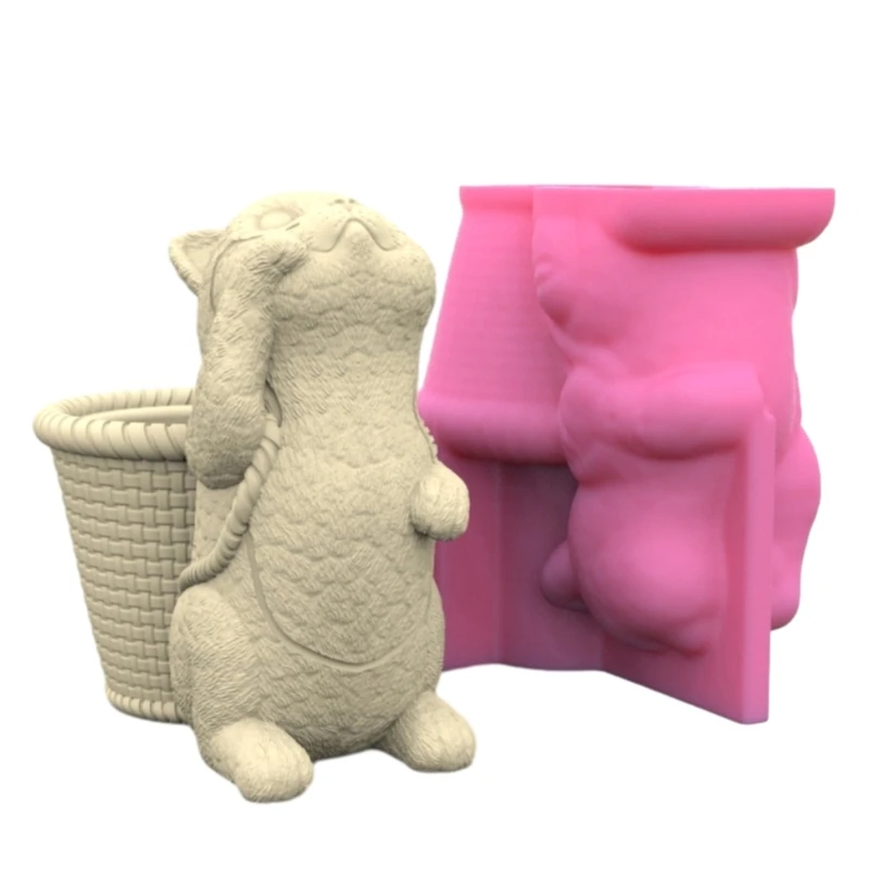 

Cat Pen Holder Flower Pot Silicone Molds Table Ornament Mould Plaster Making Tool Epoxy Resin Molds Easy to Clean F3MD