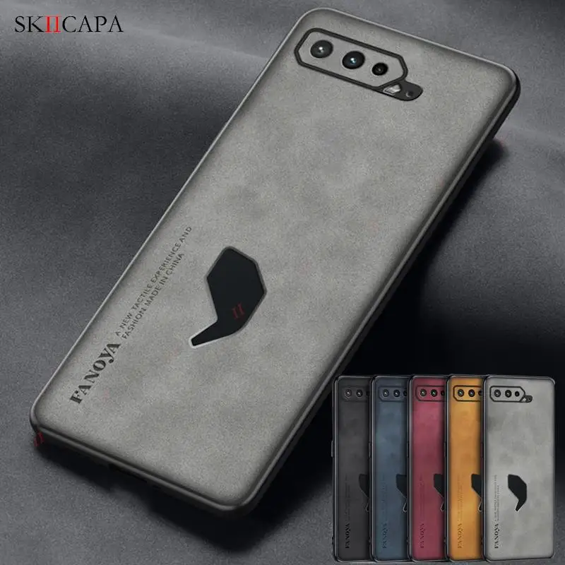 Para asus rog telefone 7 pro caso de pele carneiro couro do plutônio capa macia para rog 7 phone7 pro câmera completa proteção caso telefone