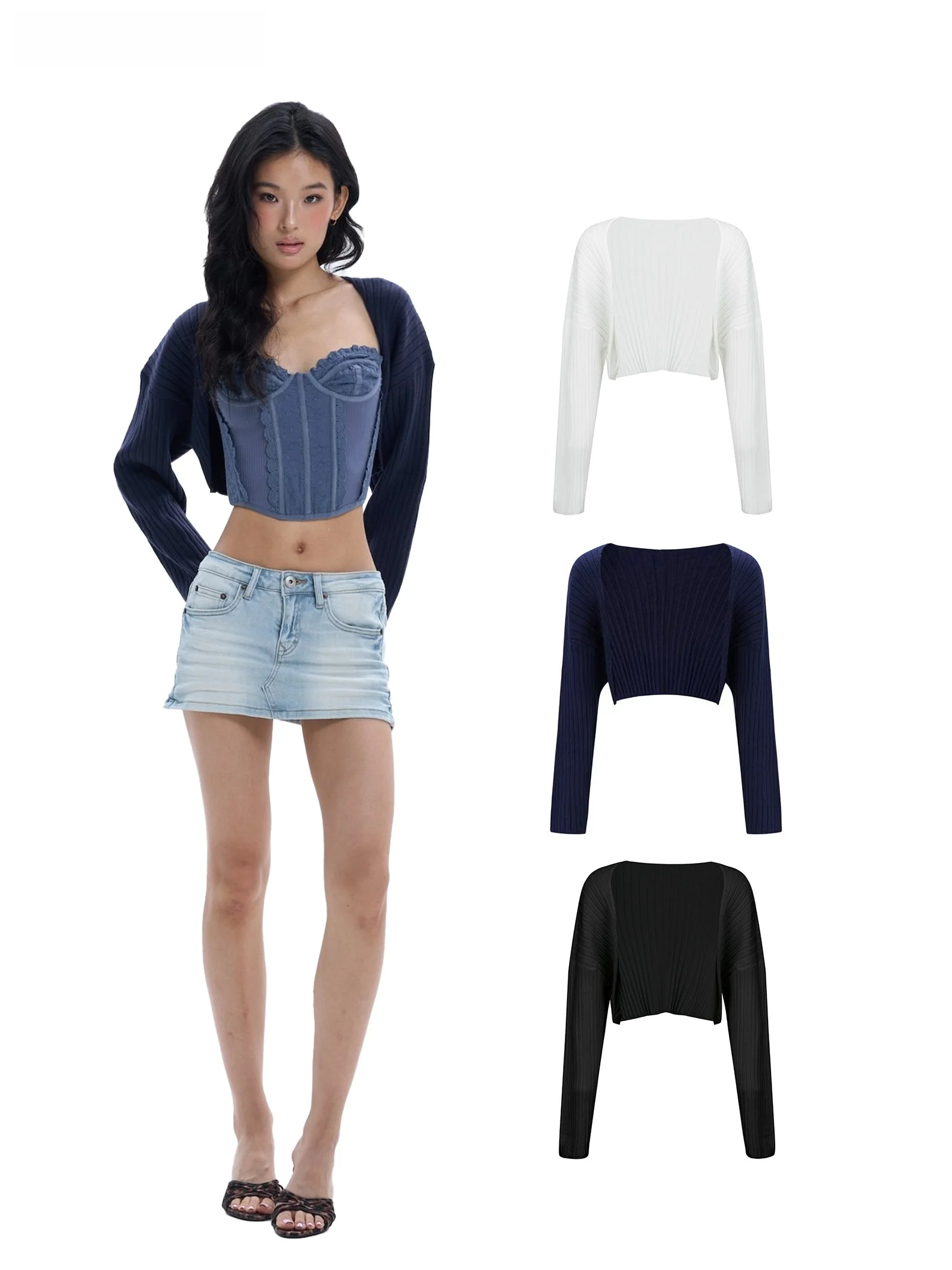 

Loose Knitted Patchwork oulder Ladies Sweater Simple Sle Long Sve V-Ne ort Length Pure Color Spring Faion
