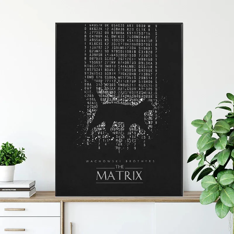 Matrix Black and White Classic Movie Art Canvas Painting Poster Wall Living Room Bedroom Home Decor Print Frameless