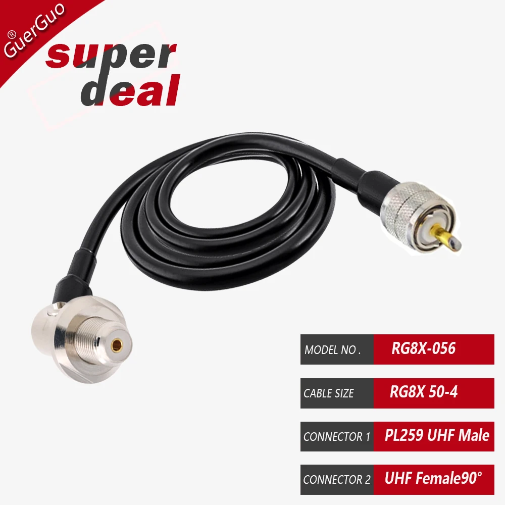 

Кабель RG8X PL259 UHF «мама» к SO239 «мама»90 ° Разъем 50 Ом RF Коаксиальный удлинитель Перемычка Косичка Адаптер 5M 8M10M 15M 20M