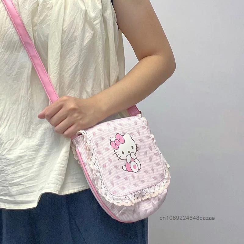 Sanrio Hello Kitty Printing Crossbody Bag College Style Fashion Cute Cartoon Handbag Women\'s Summer Sweet Y2K Girl Shoulder Bag